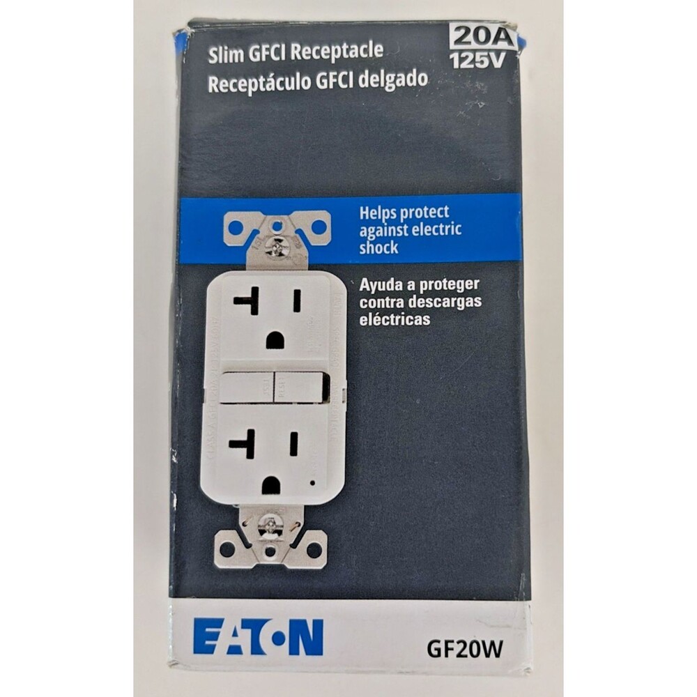Eaton 20-Amp 125-Volt Slim Self-Test GFCI Duplex Receptacle White NIB